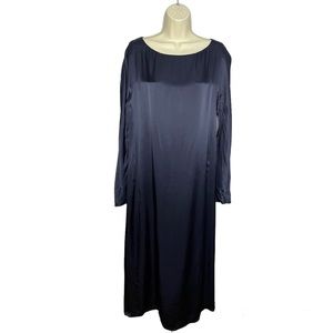Protagonist Midi Dress Blue Satin Long Sleeve